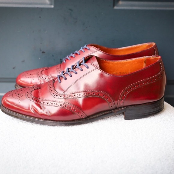 SALE - Grenson 9.5-D US Red Mens Wingtip Oxford Dress Shoes - Picture 9 of 14